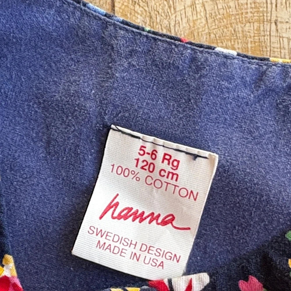 Vintage Hanna Andersson Floral Navy Dress size 5-6